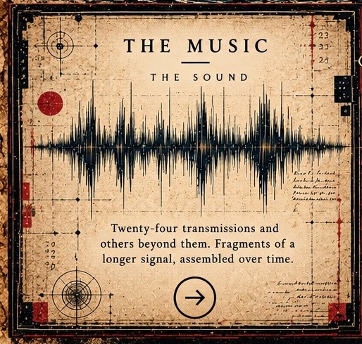 The Music — The Sound. Twenty-four transmissions and others beyond them. Fragments of a longer signal, assembled over time.